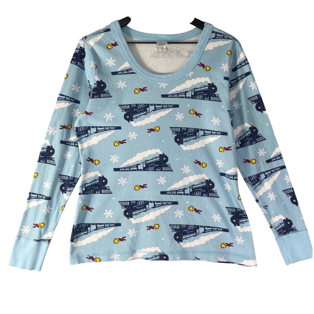 Polar Express Pajama Top Womens Large Hanna Andersson Organic Cotton Train